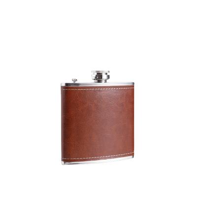 China Industrial Stainless Steel 8oz Hip Flask Wine Bottle Liquor Flask 240ML Brown Color Alcohol Jar for sale