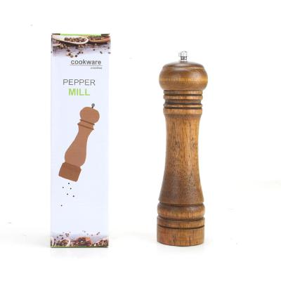 China Viable Hot Sell Adjustable Ceramic Core Pepper Grinder Wooden Bottle Body Spice Salt Pepper Mill Spice Jars for sale