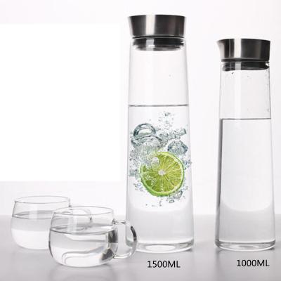 China Hot Sale 50oz Transparent Glass Water Bottle Viable For Hot And Cold Water Bottle Glass Kettle 1500ml Drinking Containers for sale