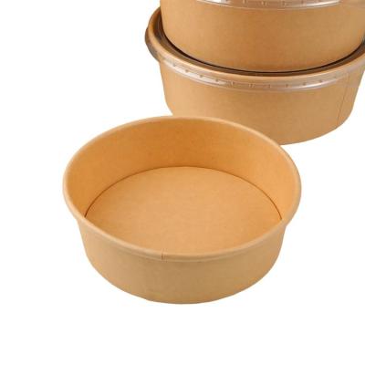 China Disposable ; Biodegradable; New Design Recyclable Brown Kraft Paper Bowl Hot Selling Disposable Eco Friendly Salad Bowl With Lid for sale