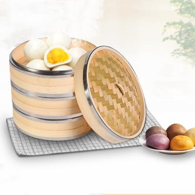 China Sustainable Wholesale Chinese Traditional Natural Bamboo Steamer Set Kitchen Supplies Bamboo Steamer With Lid Custom Logo for sale