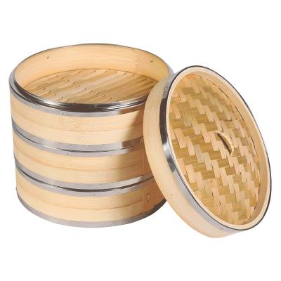 China Sustainable handmade natural bamboo steamer set cookware sets for cooking food bamboo steamer for sale