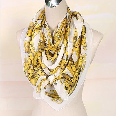 China Hangzhou Soft Elegant Luxury High Quality Custom Made Shawl Scarf For Woman Gold Silk Scarf for sale