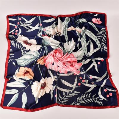 China Feeling 90x90cm Soft Soft Summer Silk Scarves Fit Floral Satin Silk Scarf For Women Loose for sale