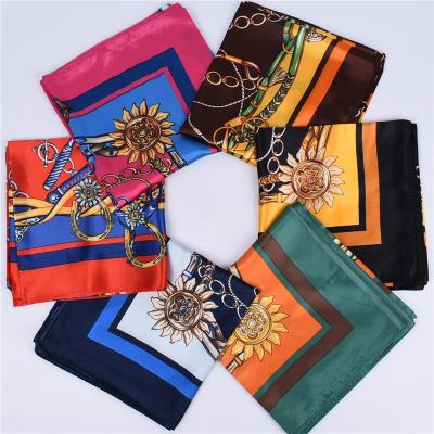 China Beautiful Printed Silk Tudung Scarf Square Satin Hijabs Women Factory Made Soft Smooth Feeling Wholesale for sale