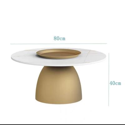 China Marble Living Room Furniture Modern Round Coffee Table Convertible with Stainless Steel Metal Iron Base for sale