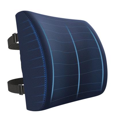 China Office and Car Chair Breathable 3D Mesh Memory Foam Lumbar Cushion with Adjustable Strap for sale