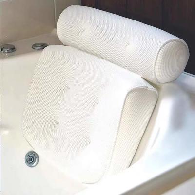 China Health Care Function OEM 4D Bathtub Headrest Pillow Knitted Bath Pillow With Suction for sale