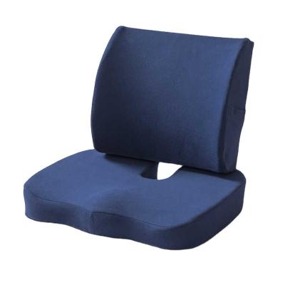 China Knitted 2Pc/Set Memory Foam Low Back Support Pillow Coccyx for Office Chair and Car Travel Seat Cushion for sale