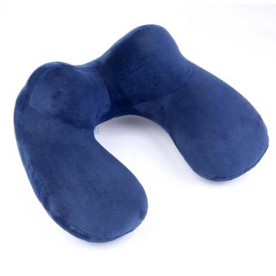 China ODM/OEM Acceptable U-shape Inflatable Neck Pillow for Airplane Travel Earplugs Included for sale