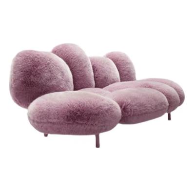 China Modern Design Living Room Sofa Set with Stainless Steel Base and Plush Velvet Material for sale