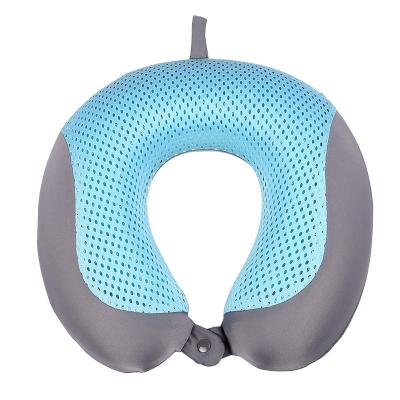 China Customized Logo Gray U-Shaped Gel Memory Travel Pillow for Comfortable Neck Support for sale