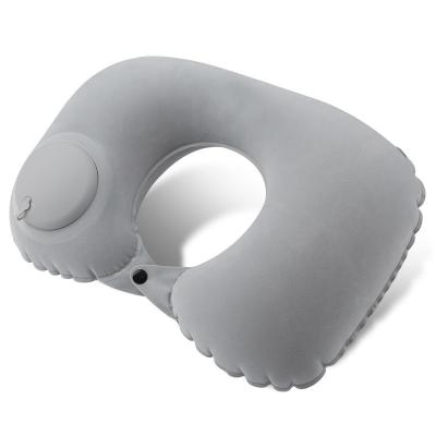 China Washable Cover Self-Inflating Travel Pillow for Comfortable Napping on the Go Knitted for sale