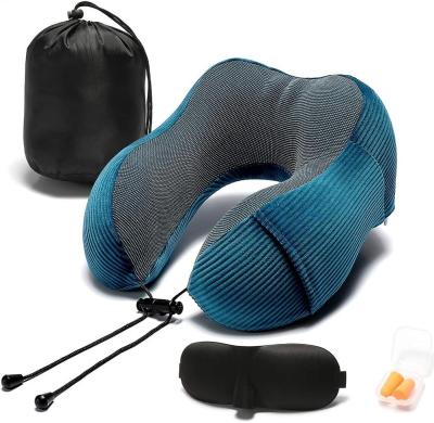 China Travel in Comfort Knitted Memory Foam Travel Pillow with 360-Degree Head Support for sale