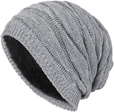 China COMMON Winter Beanie Hat Men Warm Knit Slouch Skull Cap Long Thermal With Soft Fleece Lining for sale