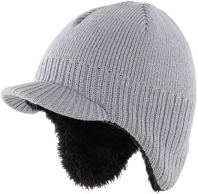 China Toddler Boys Winter Hat Fuzzy Knitted Kids Hat W COMMON Visor Earflaps Hat for sale