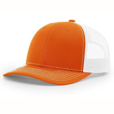 China COMMON White Mesh Trucker Hat, Custom Trucker Hat, Custom Patch Embroidery Logo Orange Trucker Caps for sale