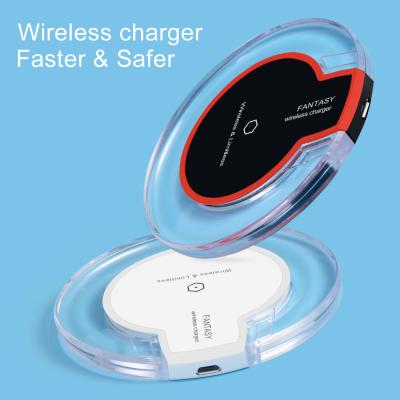 China Crystal 5w Qi LED Wireless Charger 5V1A Universal Fast Cool High Speed ​​Light Mobile Phone K9 Wireless Charger for sale