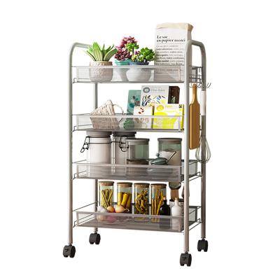 China Stocked Competitive Price 3 Tier Rolling Cart Stainless Steel Bathroom Storage Shelf Rack Merchandise Serving Shelves for sale