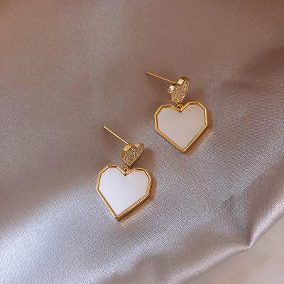 China FASHIONABLE 2021 newcomer stud heart dangling crystal earrings for sale