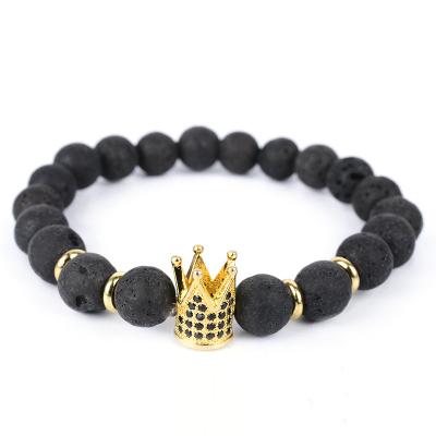 China FASHIONABLE Beads Crown 8mm Lava Stone Volcanic Bracelet Charms for sale