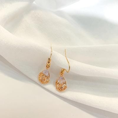 China TRENDY Fashion Trendy Crystal Water Drop Earrings Gold Plated for sale