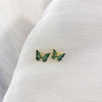 China Cheap Trendy Fashion Butterfly Earrings Green Stud for sale