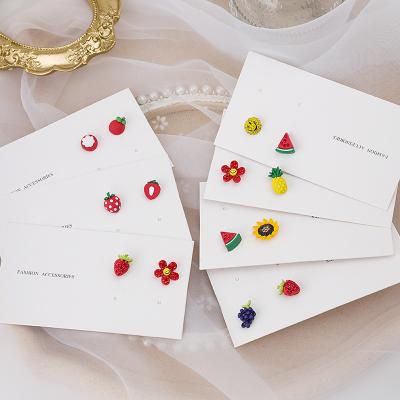 China Trendy Fashion Strawberry Watermelon Pineapple Flower Smile Earrings Asymmetric Fruit for sale