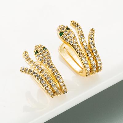 China TRENDY Fashion 18k Copper Cubic Zirconia Snake Clip On Non Pierced Earrings for sale