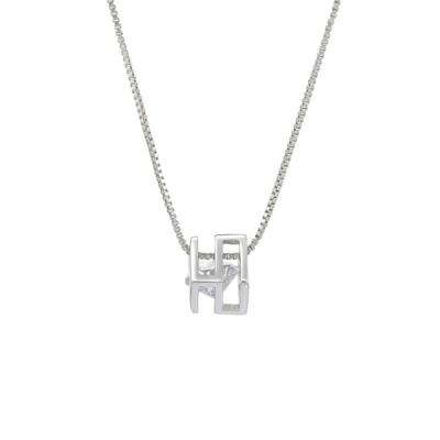 China TRENDY Simple Hollow Cube Charm Minimalist Couple Square Pendant Necklace for sale