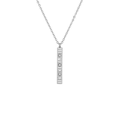 China TRENDY Long Hollow Letter Chain Fashion Titanium Zircon Bar Necklace for sale