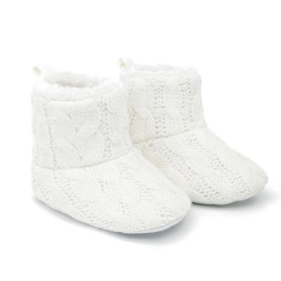 China Round Manufacturer FEARLESS Baby Shoes Custom Wholesale Soft Soles Warm Anti Slip Knitting Baby Shoe Girl Newborn Cute Baby Boots for sale