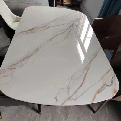 China SAI Marble Printing Tempered Art-Glas Rechthoekige Eettafel Te koop