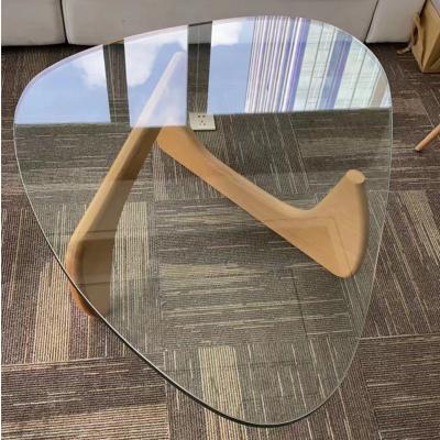 China Modern ontwerp Gebouw Tempered Glass Table Top Uniek Onregelmatige gebogen randen Behandeling Gemakkelijk onderhoud Te koop