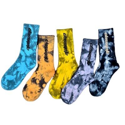 China Custom QUICK DRY cotton unisex custom made cotton street sport designer socks logo link tie dye crazy socks for sale