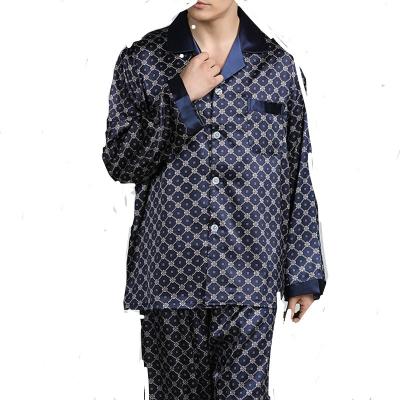 China 2021 breathable new design summer robe home wear men's pure spot silk sleepwear sedums pura for sale