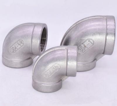 China Stainless Steel 304 / 316 Stainless Steel 304 Cast Pipe Fitting, Female To Female PT RP BSPT NPT Threaded Pipe Fitting, 90 Degree Elbow, Class 150 for sale