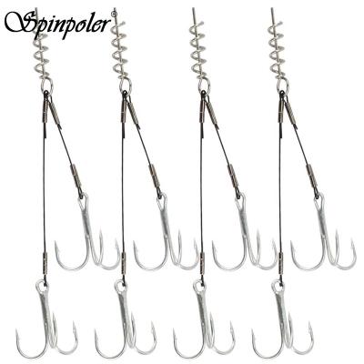 China Spinpoler Screw Head Outdoor Twin Hook Sets Fish Hook High Carbon Steel Tackle Fishing Rig Saltwater Bass Lures Hook Kit for sale