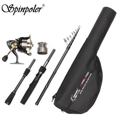 China Carbon Spinpoler Fishing Serie Rod Carbon Fiber And Spinning Telescopic Reel 1000/2500 Rod Reel Combo Set 2.4m Hard Case Bag Set Tackle for sale