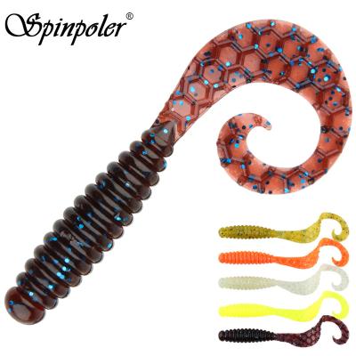 China Spinpoler Seawater Worm Large Soft Plastic Bass Fishing Lure Tails Seawater Bass Fishing Lures Artificial Soft Plastic Seabait Tackle Worm Swimbaits 55mm/65mm/70mm/80mm for sale