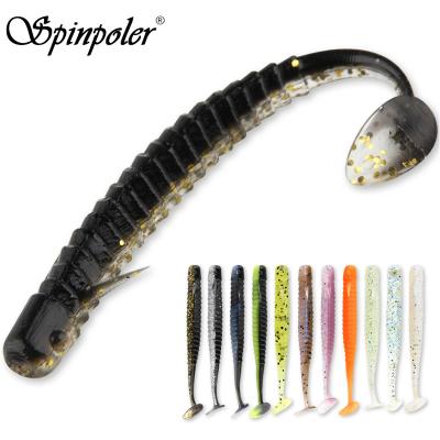 China Spinpoler Silicone Hot Worm Lure Soft Fishing Artificial Bait 5.5cm/8cm Dual Colors Swimbait Paddle T Tails China Manufacture 5.5cm/8cm for sale