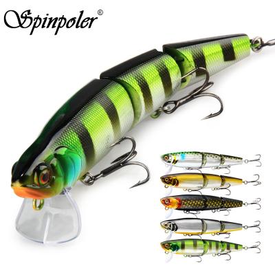 China Spinpoler 3 Section Multi-Joined Downhill Wobbler Pike Salmon Trout Muskie Tackle #4 Bass Lure Hard Body Swimbaits Minnow 115mm/21g for sale