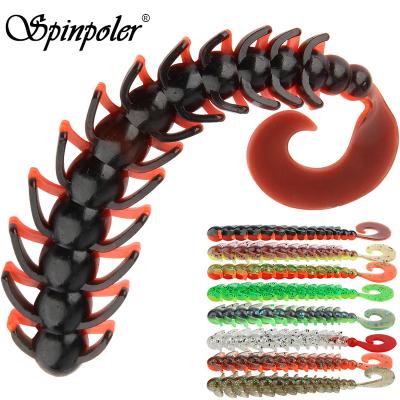 China Soft Bass Fishing Lure 0.2oz/4.5in Silicone PVC Spinpoler Centipede Bait Artificial Sea Bass Fake Swimbait Fishing Tackle Rock for sale