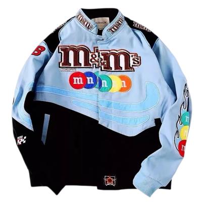 China Wholesale OEM QUICK DRY Cotton Plus Size Bomber Embroidery Patch Motorcycle Riding Custom Vintage Racing Jacket Men for sale