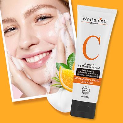 China Acne Treatment Customized Logo Skin Care Moisturizing Orgnanic Whitening Deeply Deep Cleansning Cream Vitamin C Face To Wash Facial Cleanser for sale