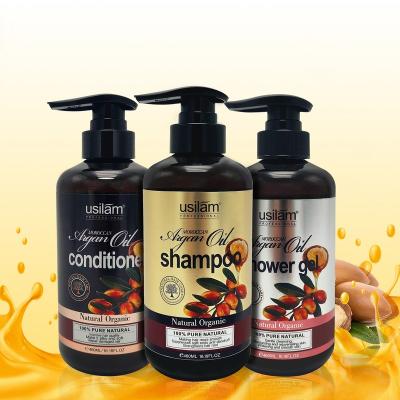 China OEM Morocco Lowest Price Organic Argan Hair Oil Shampoo & Conditioner Body Shower Gel Suit for sale