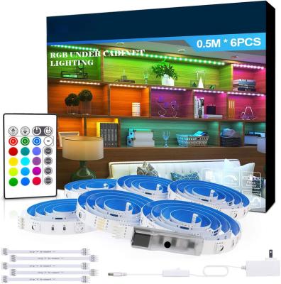 China Easy Installation 5050 RGB Under Cabinet Lighting 6 PCS X LED Flexible Strip Lights Kit 19.6In For Home Decor Mood for sale