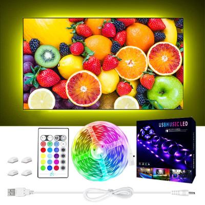 China Residential USB 5V SMD 5050 30leds/m RGB LED Strip with Rhythm and Music Voice Controller for TV Adhesive Ambient Light for sale