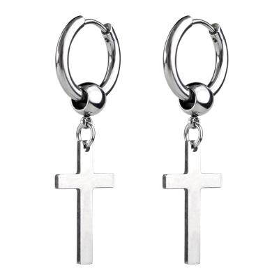 China Religious Men Women Religious Cross Earrings Fashion Silver Earrings Stainless Steel Earrings for sale