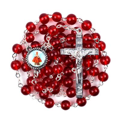 China Jesus Religious Gifts Men Women Catholic Chain Rosary From Jerusalem 6mm Glass Beads Religious Child for sale